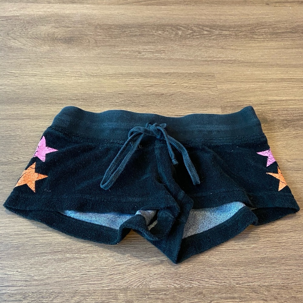 Black Hardtail Shorts Pink and Orange Stars